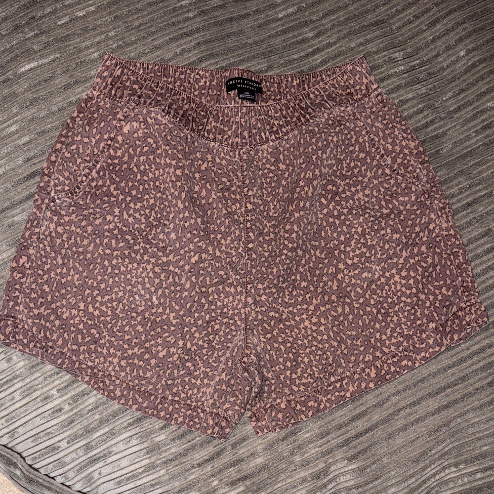 Brown Patterned Athletic Shorts